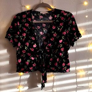 Floral tie blouse